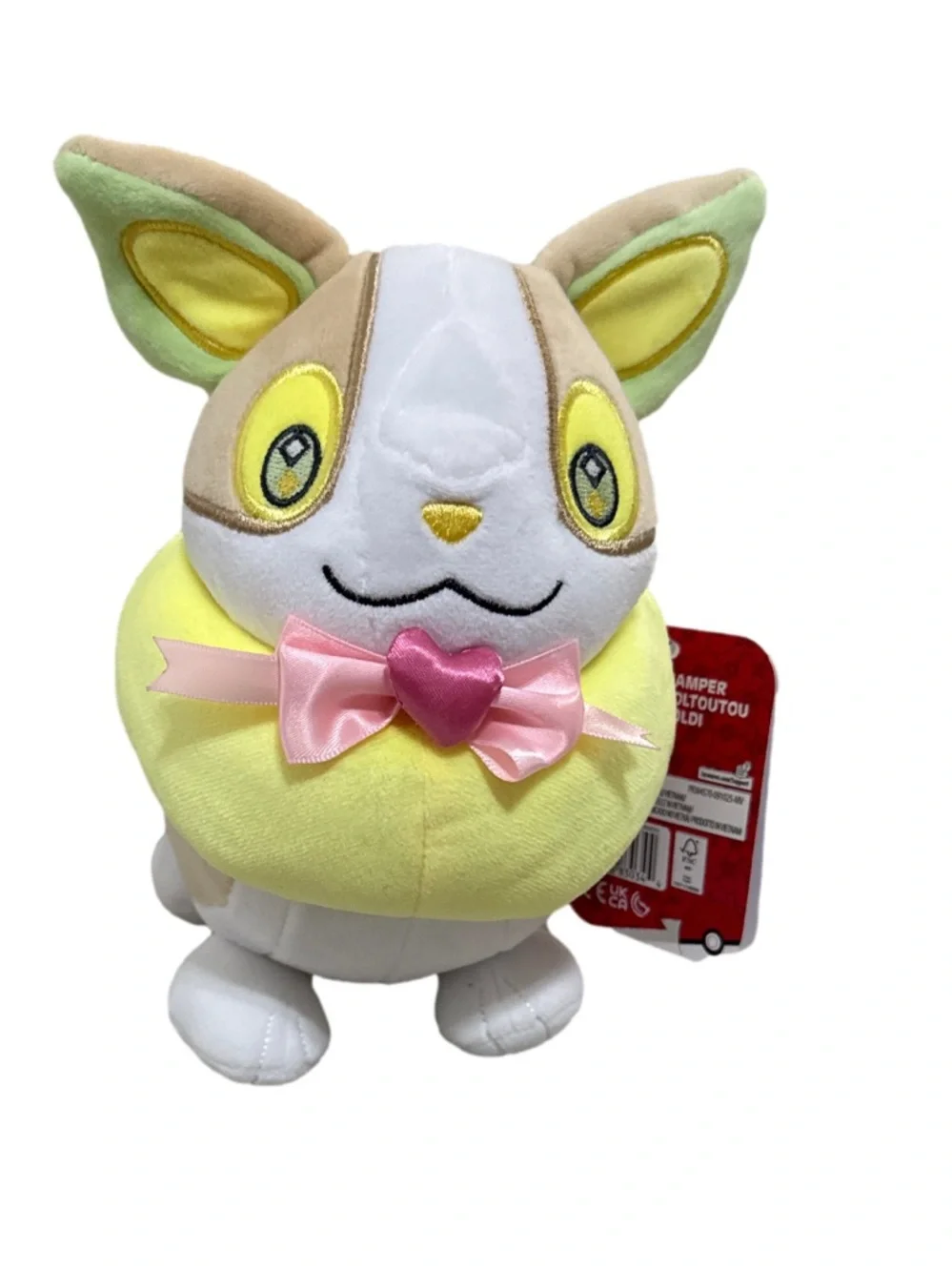 Plush Small Pokemon Toy in Yellow, Pink & Tan with Heart Bow
